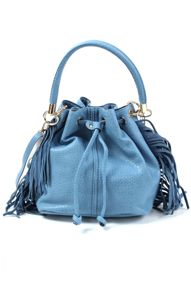 fringe bucket blue bag photo